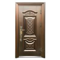 luxury design high quality low price single double Exterior steel door with built-in winows design